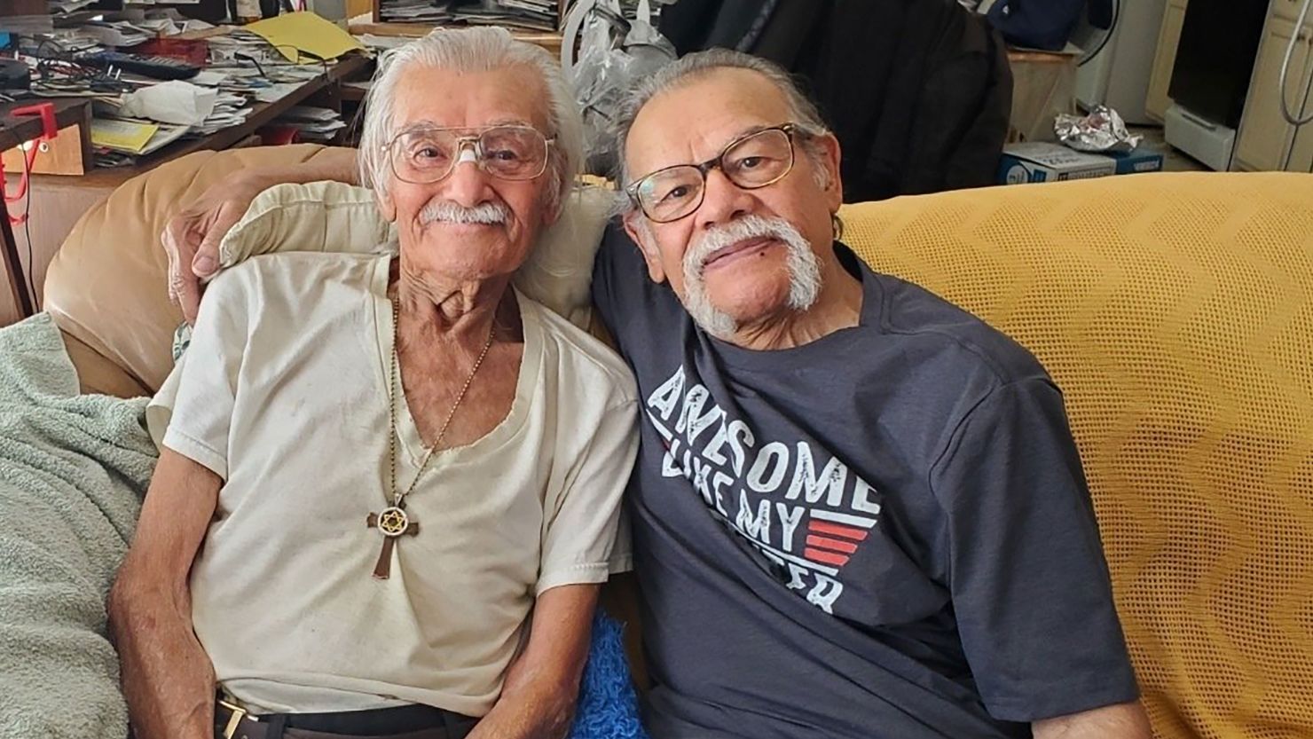 Luis Armando Albino (right) reunited with his long-lost brother Roger (left)