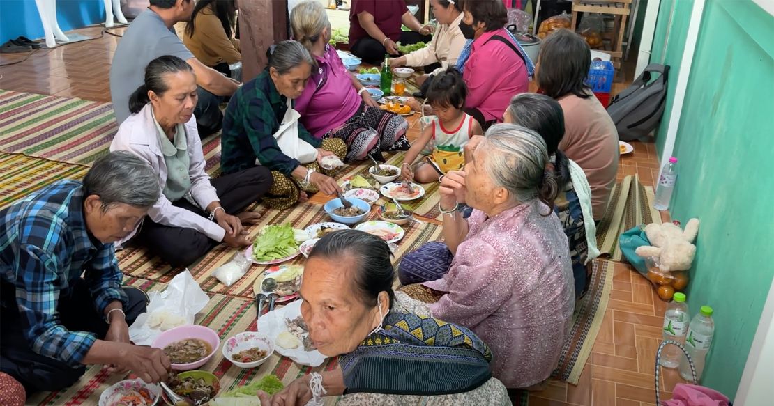 Ban Dung villagers celebrated Surasak's return with a feast cooked by his family with the help of neighbors in Udon Thani, Thailand, on February 15, 2025.