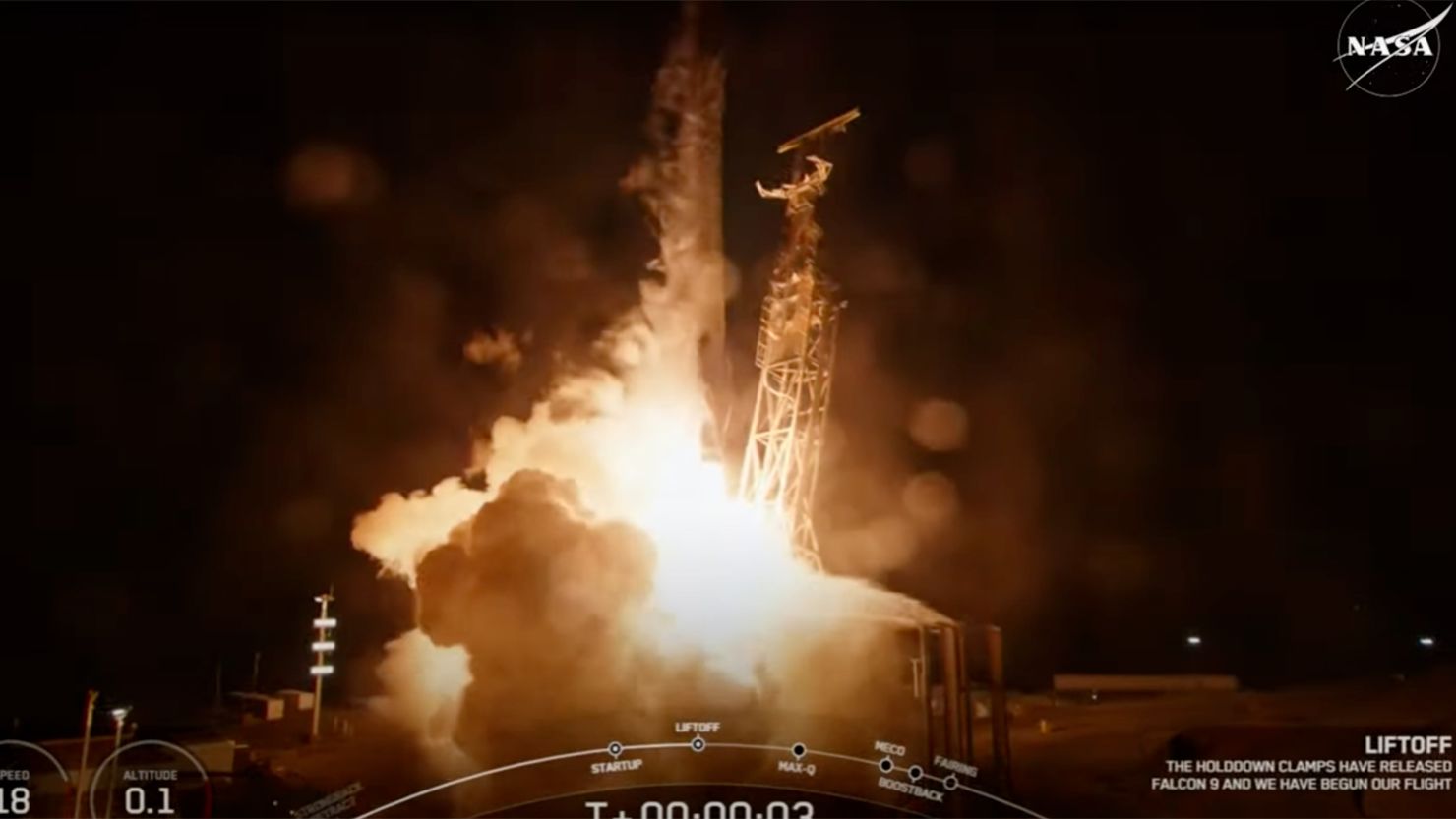 The SPHEREx observatory and PUNCH mission lift off on a SpaceX Falcon 9 rocket from the Vandenberg Space Force Base in California on Tuesday.
