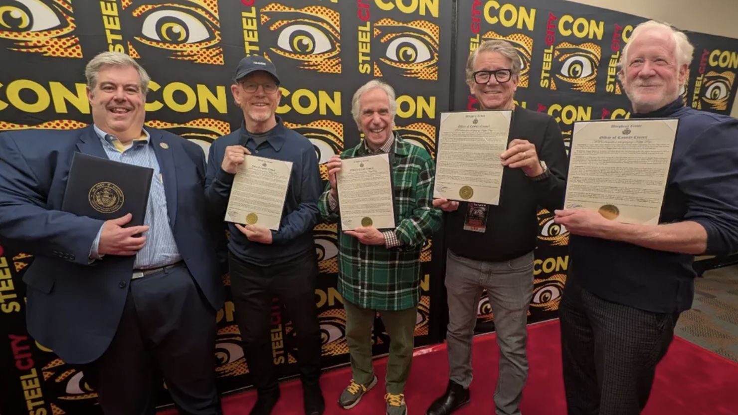 The President of Allegheny County Council officially declared April 5th, Happy Days Day in Allegheny County! ☀️ <a  target="_top" href="/newspapers?url=https://www.instagram.com/realronhoward/?hl=en" target="_blank">@realronhoward</a> <a  target="_top" href="/newspapers?url=https://www.instagram.com/hwinkler4real/?hl=en" target="_blank">@hwinkler4real</a> <a  target="_top" href="/newspapers?url=https://www.instagram.com/donmost1/?hl=en" target="_blank">@donmost1</a> and Anson Williams were presented with proclamations today! <a  target="_top" href="/newspapers?url=https://www.instagram.com/explore/tags/happydays/?hl=en" target="_blank">#HappyDays</a>