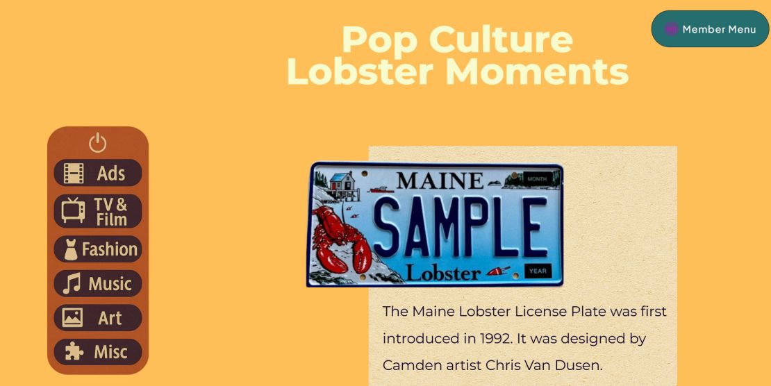 The “Claws of Culture” exhibits features lobster cameos in ads, film, fashion, music and more.