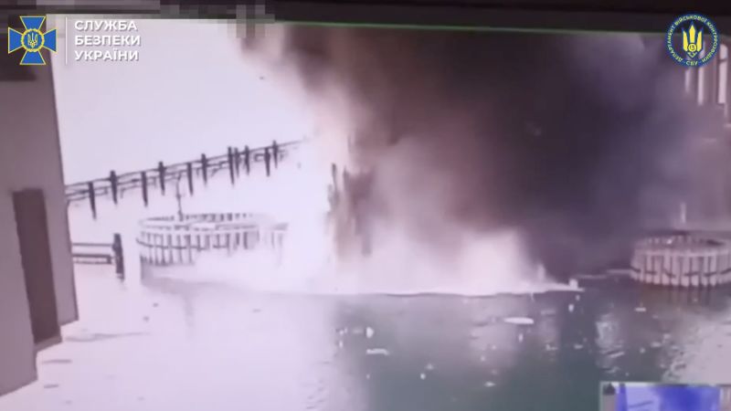 Ukraine says it has struck bridge connecting Russia to Crimea with underwater explosives | CNN