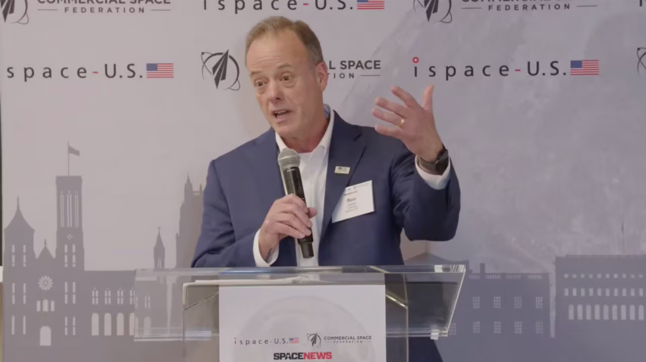 Ron Garan speaks during the Ispace livestream event in Washington on Thursday.