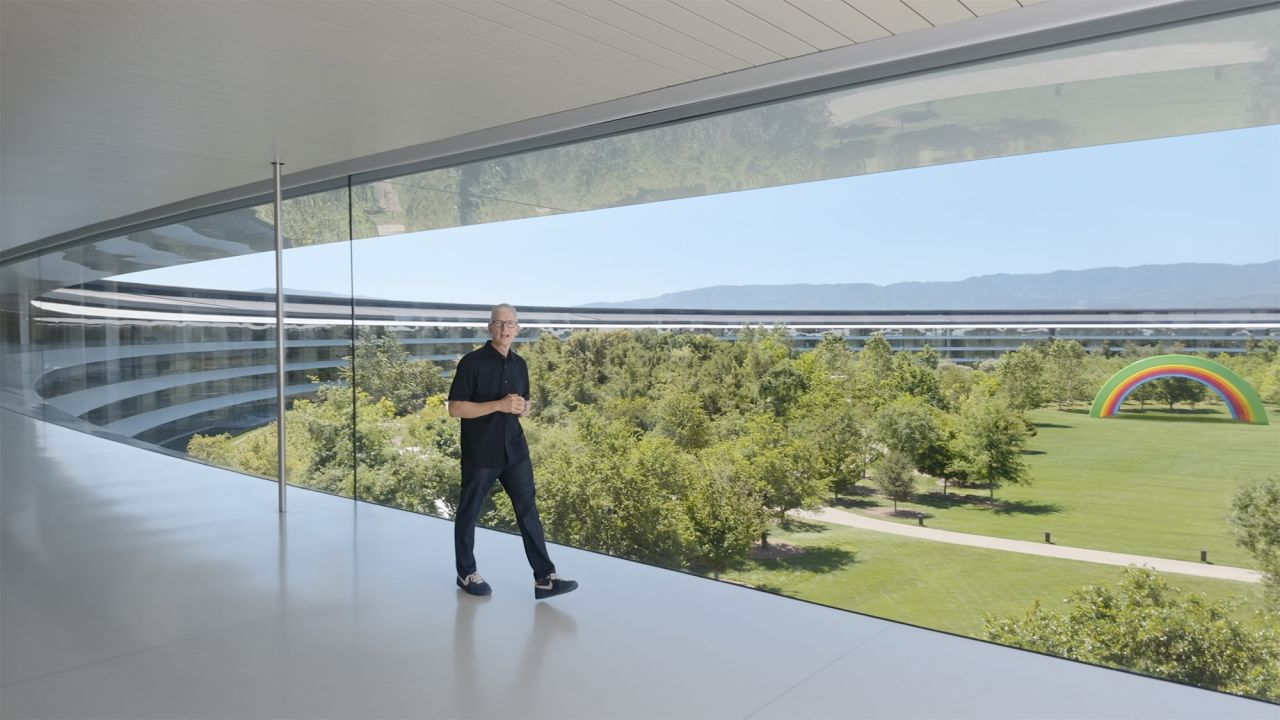 Tim Cook speaks during Apple's WWDC livestream.