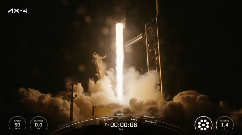 A screengrab showing the Axiom 4 mission launch on June 25, 2025