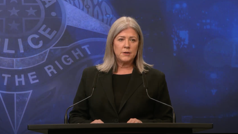Victoria Police Acting Commander Janet Stevenson addresses media about the childcare worker's arrest on Tuesday, July 1.