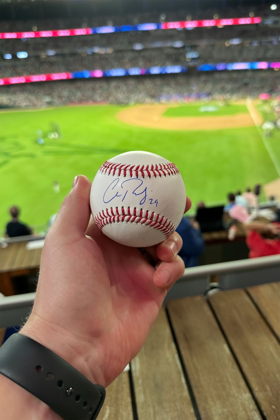 The Home Run Derby ball that rolled to me last night.
