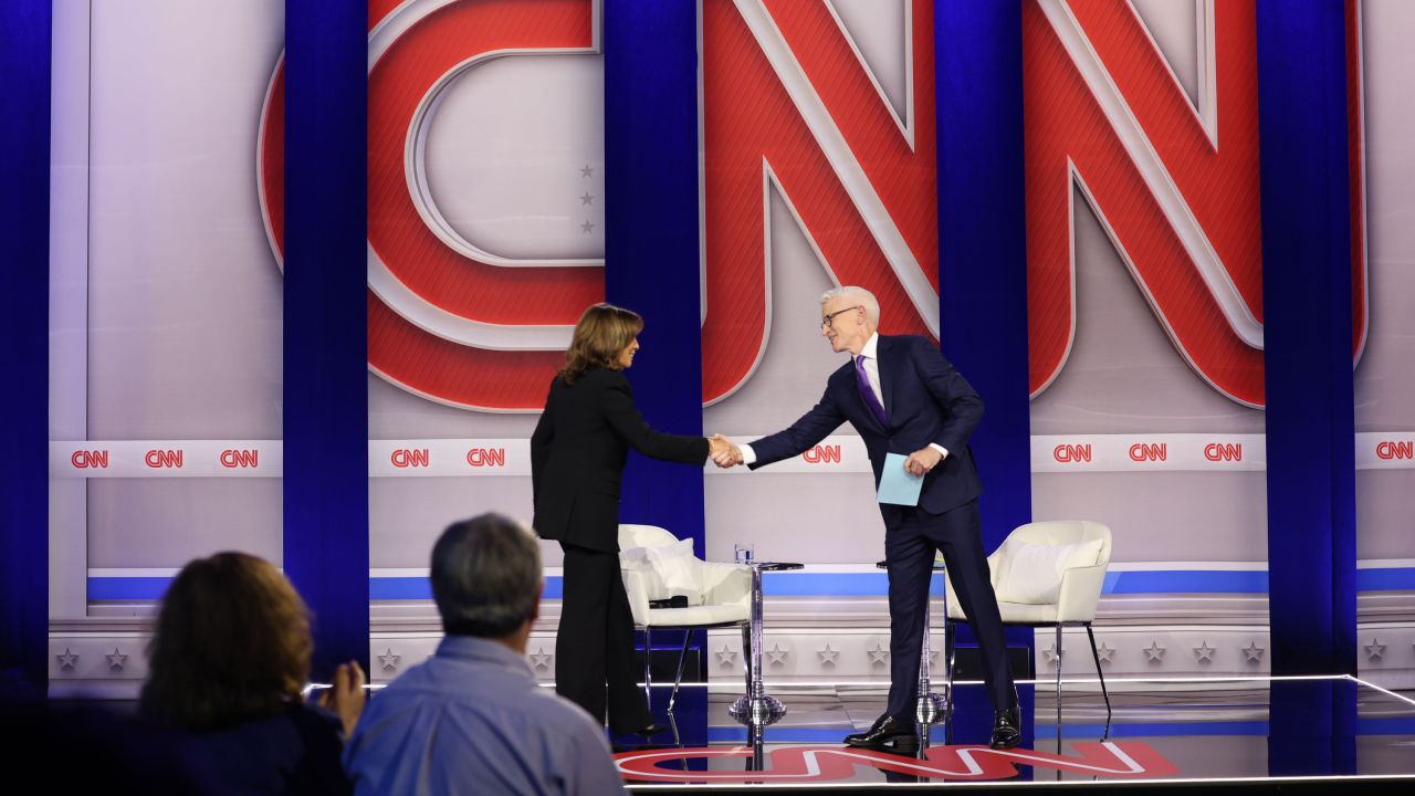 Vice President Kamala Harris participates in a CNN Presidential Town Hall moderated by CNN’s Anderson Cooper in Delaware County, Pennsylvania, on Wednesday, October 23.