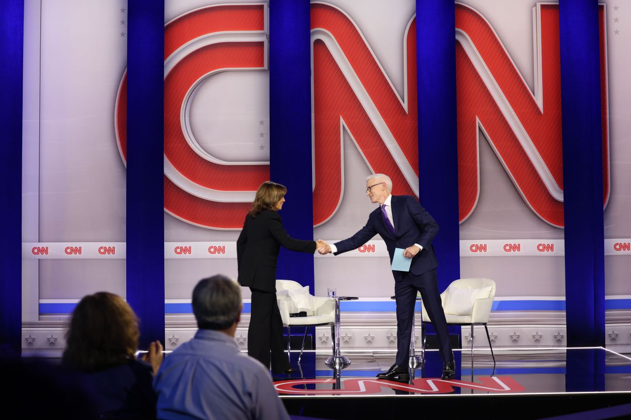 Vice President Kamala Harris participates in a CNN Presidential Town Hall moderated by CNN’s Anderson Cooper in Delaware County, Pennsylvania, on Wednesday, October 23.