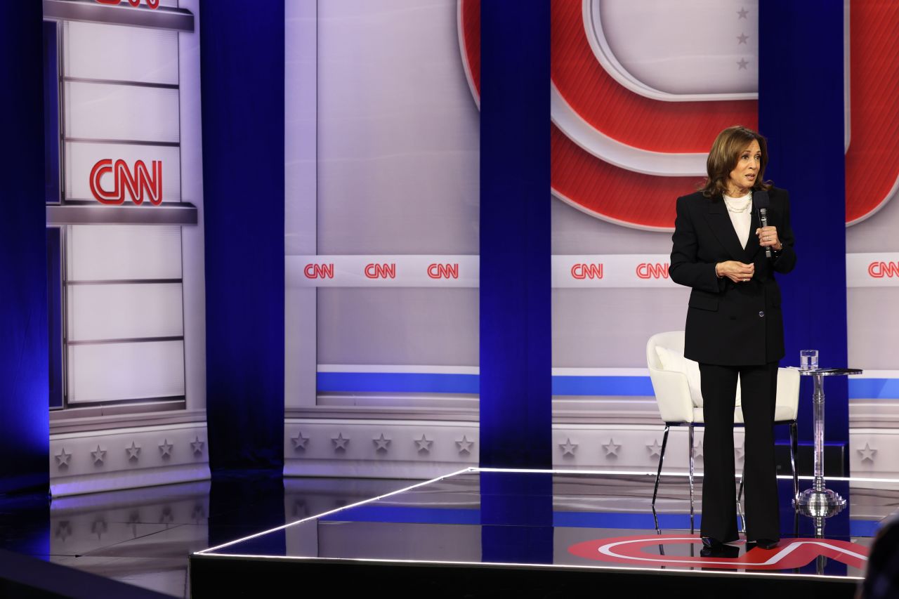 Vice President Kamala Harris participates in a CNN Presidential Town Hall moderated by CNN’s Anderson Cooper in Delaware County, Pennsylvania, on Wednesday, October 23.