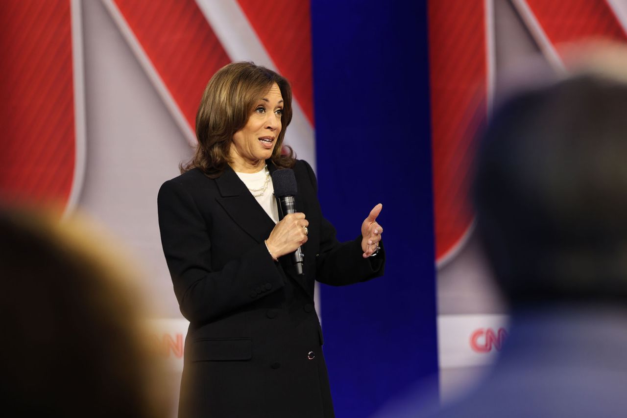 Vice President Kamala Harris participates in a CNN Presidential Town Hall moderated by CNN’s Anderson Cooper in Delaware County, Pennsylvania, on Wednesday, October 23.