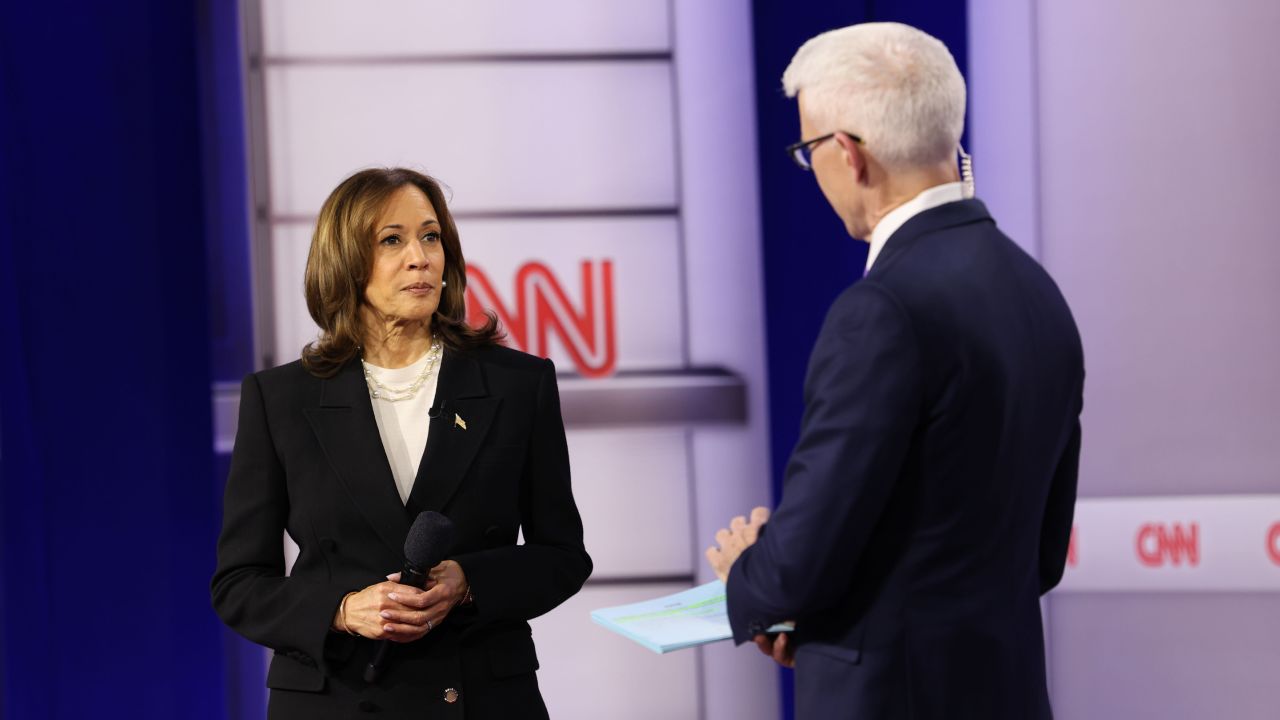Vice President Kamala Harris participates in a CNN Presidential Town Hall moderated by CNN’s Anderson Cooper in Delaware County, Pennsylvania, on Wednesday, October 23.
