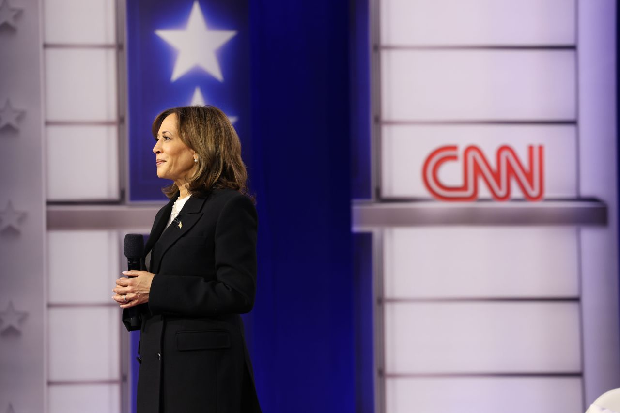 Vice President Kamala Harris participates in a CNN Presidential Town Hall moderated by CNN’s Anderson Cooper in Delaware County, Pennsylvania, on Wednesday, October 23.