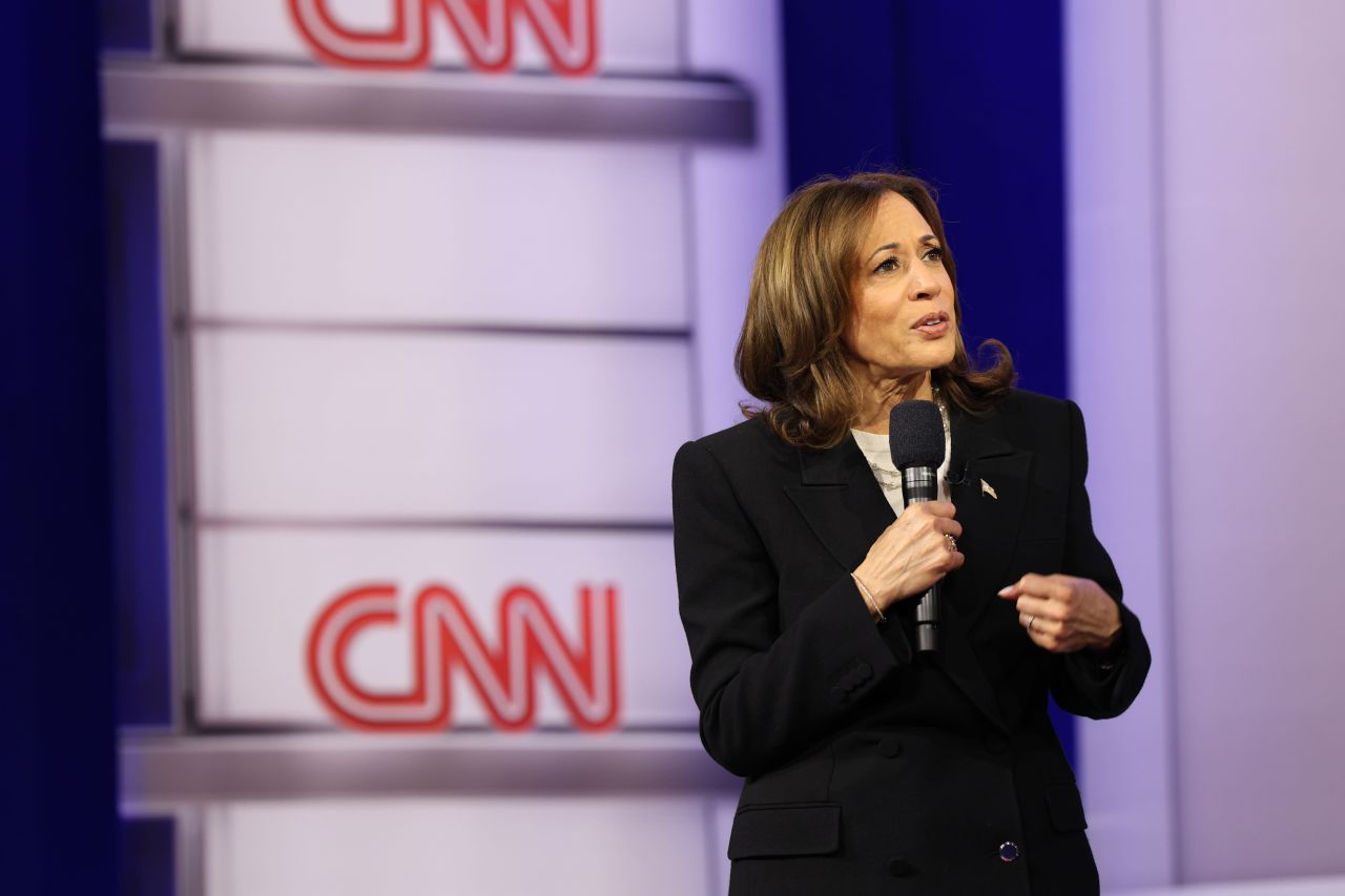 Vice President Kamala Harris participates in a CNN Presidential Town Hall moderated by CNN’s Anderson Cooper in Delaware County, Pennsylvania, on Wednesday, October 23.