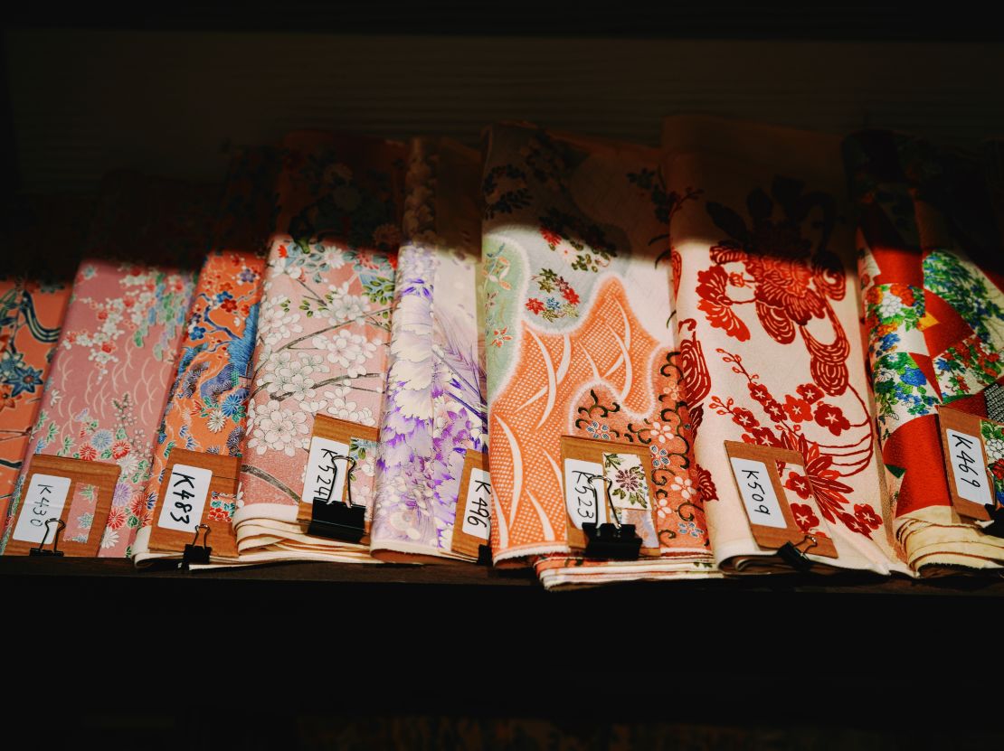 While many kimonos are in poor condition when discarded, parts of the fabric can be salvaged and used.