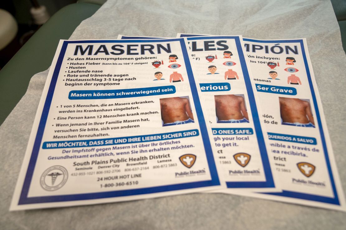 During the outbreak of measles in West -Texas, vaccine education material was shared in German, English and Spanish to reach all risks.