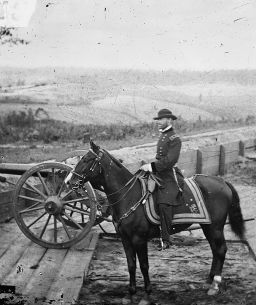 Gen. William T. Sherman on horseback at Federal Fort No. 7