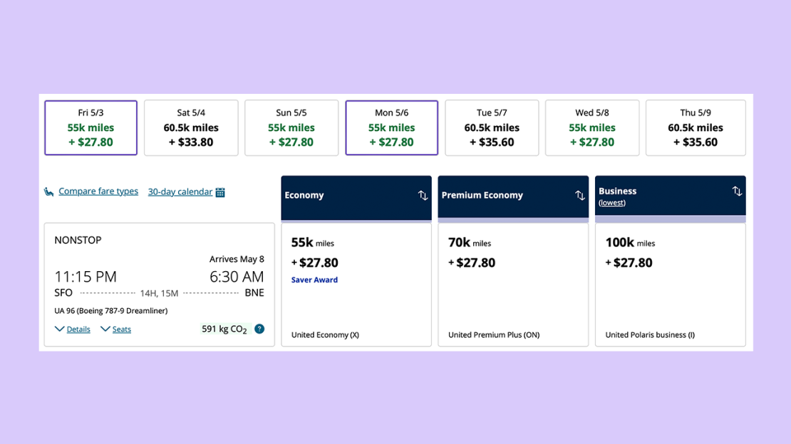 SFO to BNE Polaris with miles