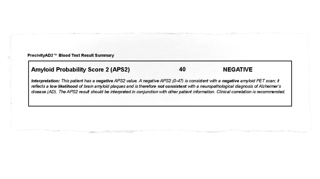 Both the October and December 2023 blood tests showed Nicholls was negative for amyloid and tau in his blood.