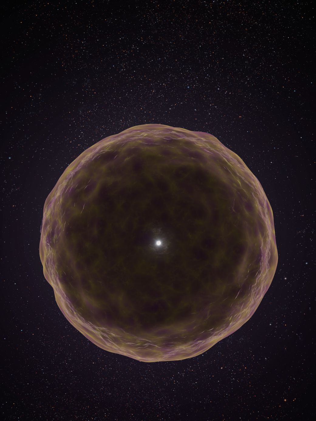 An artist’s illustration depicts silicon, argon and sulfur releasing from a massive star.