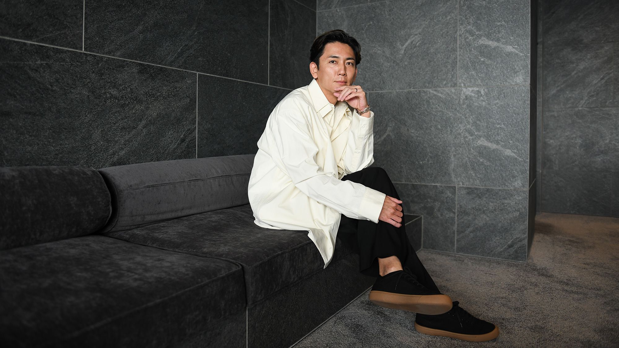 Portrait of Shinsuke Sakimoto, representative director and president of Valuence Circular Design Company at Tokyo Office. (Sakimoto wears Hermès vintage watch)  He won the record-breaking auction for Jane Birkin’s Birkin bag. Tokyo, Japan, on Thursday, July 31, 2025. 
