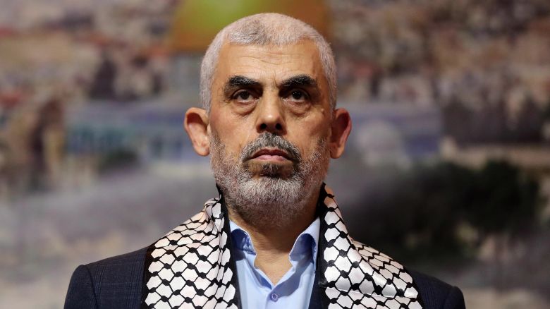 Mandatory Credit: Photo by APAImages/Shutterstock (10468046m)
Hamas leader in the Gaza Strip Yahya Sinwar, speaks during a conference in Gaza city
Hamas press conference, Gaza City, Palestine - 04 Nov 2019