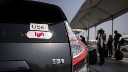 Mandatory Credit: Photo by ETIENNE LAURENT/EPA-EFE/Shutterstock (10750547p)
The Uber and Lyft stickers are displayed on a car at LAX Rideshare Lot 1 as Mobile Workers Alliance organizes a rally close by as part of a statewide day of action to demand that both ride-hailing companies follow California law and grant drivers basic employee rights and to denounce the corporations efforts to avoid their responsibilities to workers, in Los Angeles, California, USA, 20 August 2020. Lyft and Uber threatened this morning to shut down their operation in California tonight at 11.59pm, but an emergency stay granted by a state appeal court allowed Uber and Lyft to continue operating without reclassifying their drivers.
Uber and Lyft situation in Los Angeles, USA - 20 Aug 2020