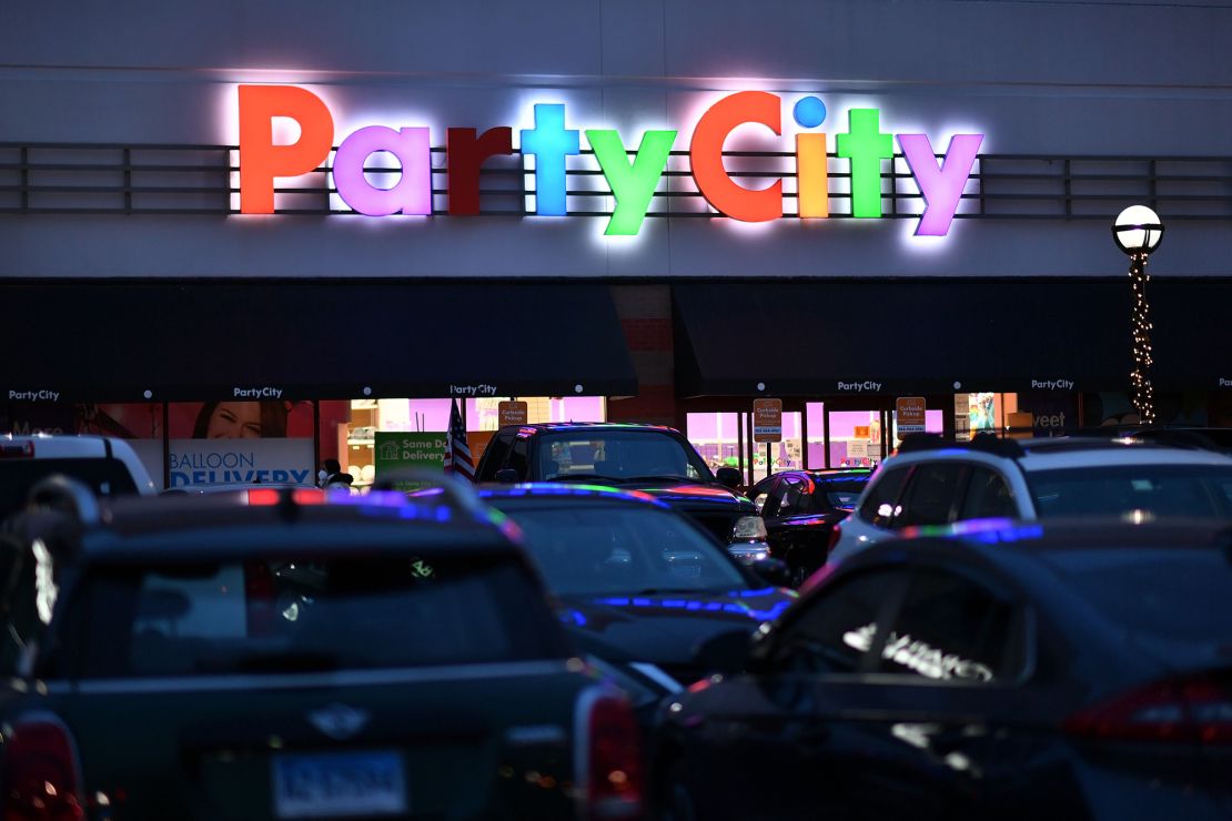 The exterior of a Party City party supply store in Stamford, Connecticut, in January 2021.