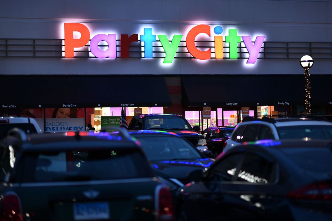 The exterior of a Party City party supply store in Stamford, Connecticut, in January 2021.