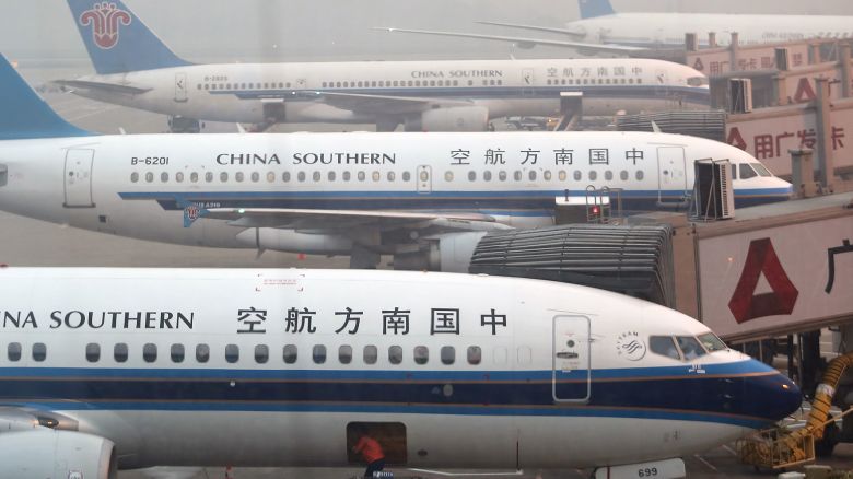 Mandatory Credit: Photo by Stephen Shaver/UPI/Shutterstock (12387712a)
Chinese Southern passenger jets are parked at terminals at Beijing's international airport on December 30, 2015.  China Southern Airlines has ordered 110 planes from Boeing worth more than $10 billion at list prices, the airline announced earlier this month, as a Chinese boom in air travel defies slowing economic growth.
Chinese Southern passenger jets park at an airport in Beijing, China - 31 Dec 2015