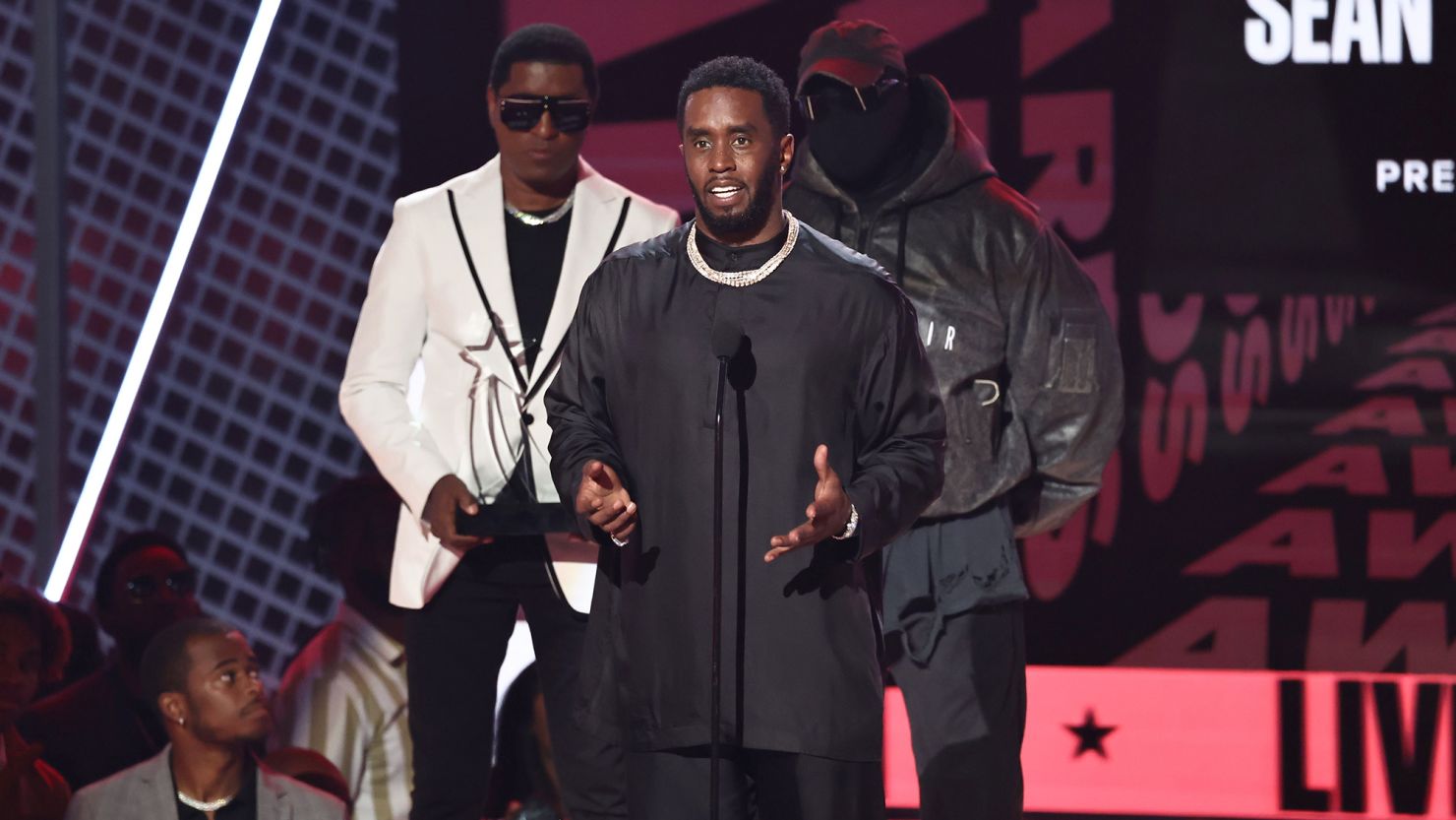 Babyface and Kanye West presented Sean "Diddy" Combs a lifetime achievement award at the BET Awards on June 26, 2022.