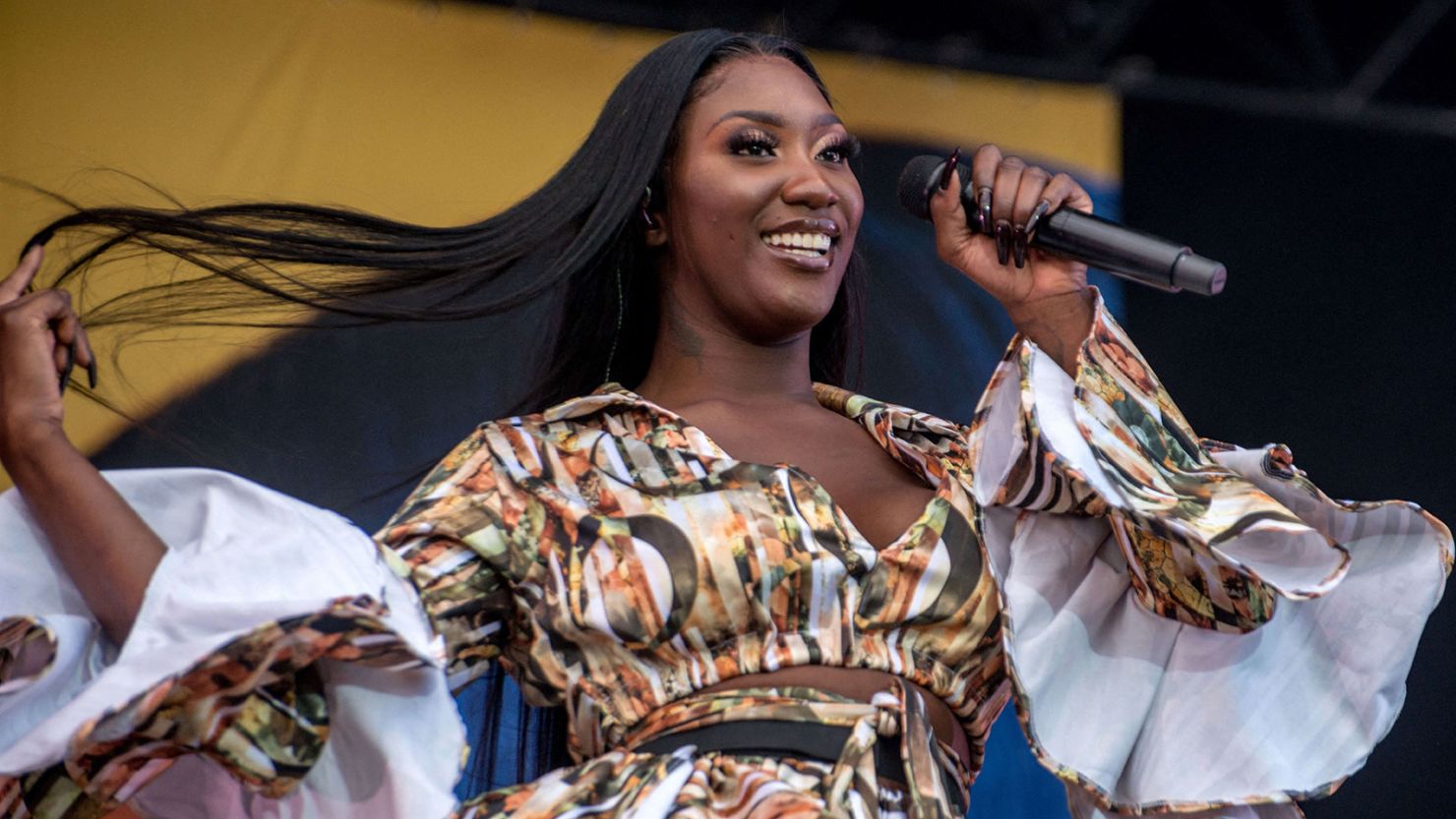 Aya Nakamura performs at the annual Fete de l'Humanite music festival in September 2019