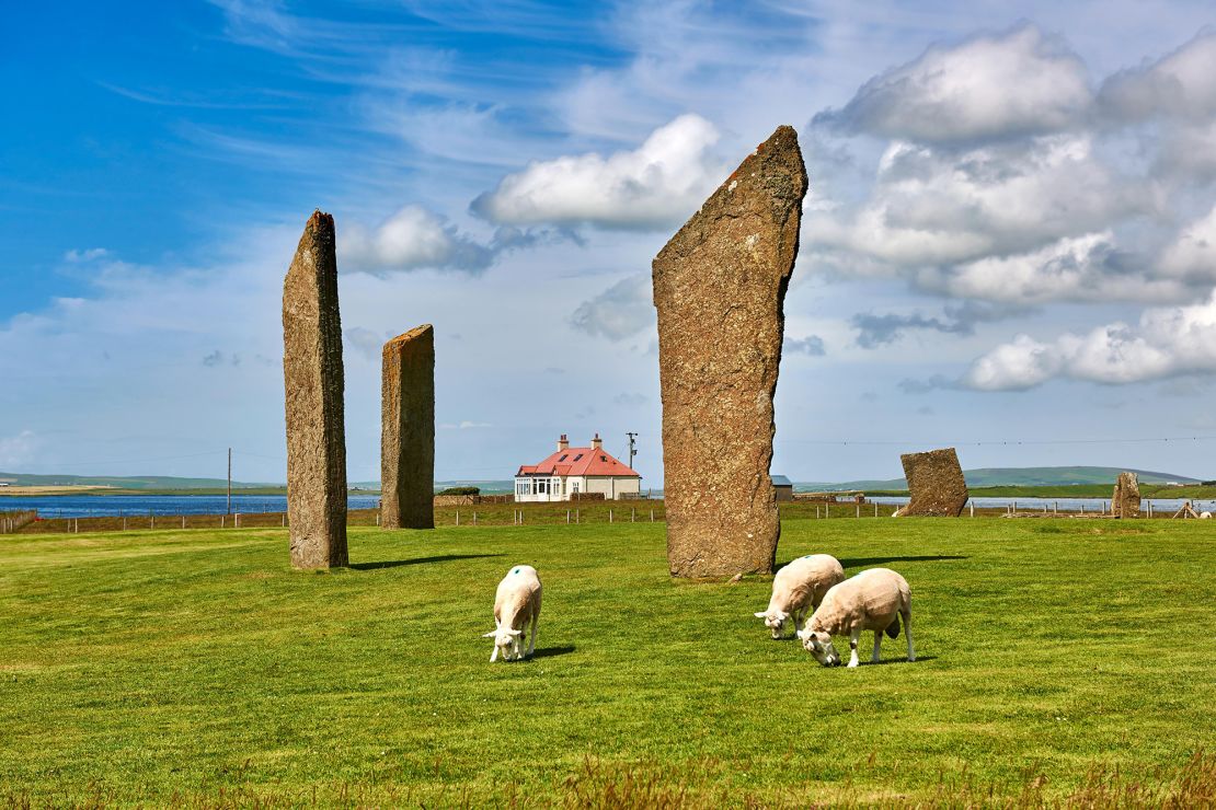 The Stones of Stenness, one of the earliest monuments in the British Isles, are on Mainland, Orkney's largest island.