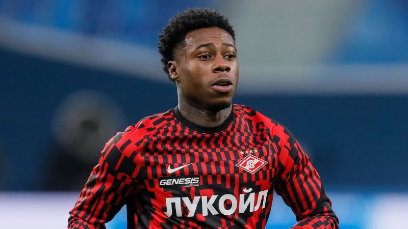 RESTRICTED TO EDITORIAL USEMandatory Credit: Photo by Mike Kireev/NurPhoto/Shutterstock (13639705bm)Quincy Promes of Spartak Moscow looks on during warm-up ahead of the Russian Cup match between FC Zenit Saint Petersburg and FC Spartak Moscow on November 27, 2022 at Gazprom Arena in Saint Petersburg, Russia.Zenit St. Petersburg v Spartak Moscow - Russian Cup, Saint Petersburg - 27 Nov 2022