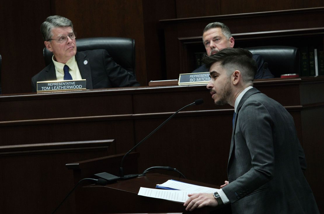 ACLU lawyer and transgender rights activist Chase Strangio speaks last year in opposition to HB1 at the Tennessee State Capitol in Nashville.