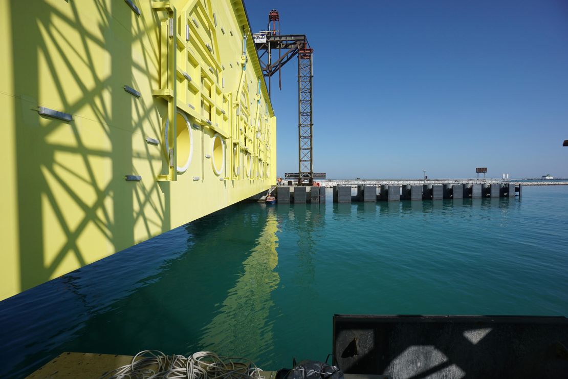The MOSE flood barriers, installed in 2020, block exceptionally high tides from entering the lagoon.