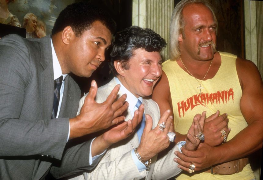 Hogan, Muhammad Ali and Liberace promote the first WrestleMania event in 1985.