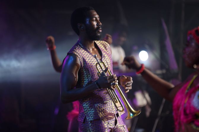 <strong>6. Lagos: </strong>From highlife to Afrobeats, Nigeria's music scene has been showing the world how it's done since the 1960s. Made Kuti, son of Afrobeat legend Fela Kuti, is pictured on stage in Lagos in 2023.