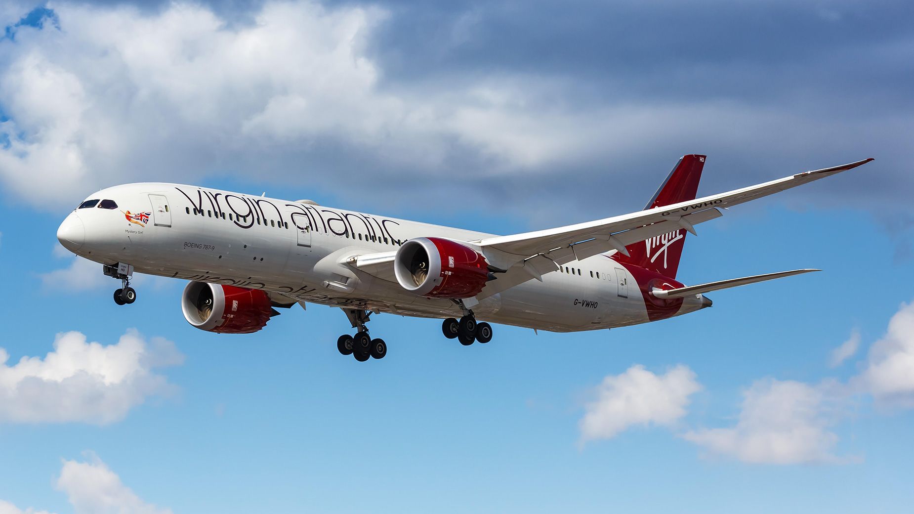 A Virgin Atlantic Boeing 787-9 Dreamliner aircraft landing at London Heathrow Airport. A Virgin Atlantic 787 will make the first-ever transatlantic flight by a commercial airline using 100% SAF.