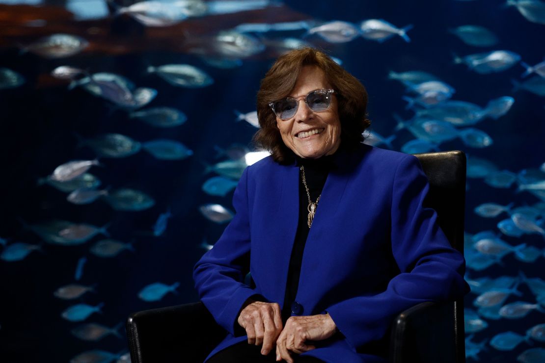 US oceanographer and biologist Sylvia Earle, named Time magazine's first Hero for the Planet in 1998, smiles during her visit to the Oceanografic museum inside the City of Arts and the Sciences in Valencia, Spain, on November 6.