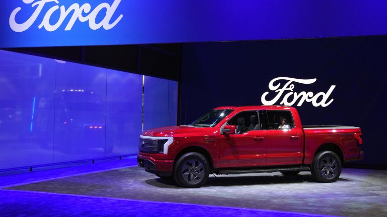 Ford unveils the new F-150 Lightning during AutoMobility LA at the LA Convention Center in Los Angeles, California, USA, 16 November 2023.
