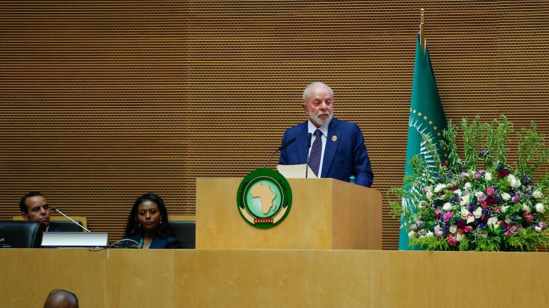 Brazil's President Luiz Inacio Lula da Silva addresses African heads of state during the 37th Ordinary Session of the Assembly of the Heads of State in Addis Ababa, Ethiopia, 17 February 2024. The summit, themed 'Educate and Skill Africa for the 21st Century', runs through 18 February 2024. 37th African Union Summit in Addis Ababa, Ethiopia - 17 Feb 2024