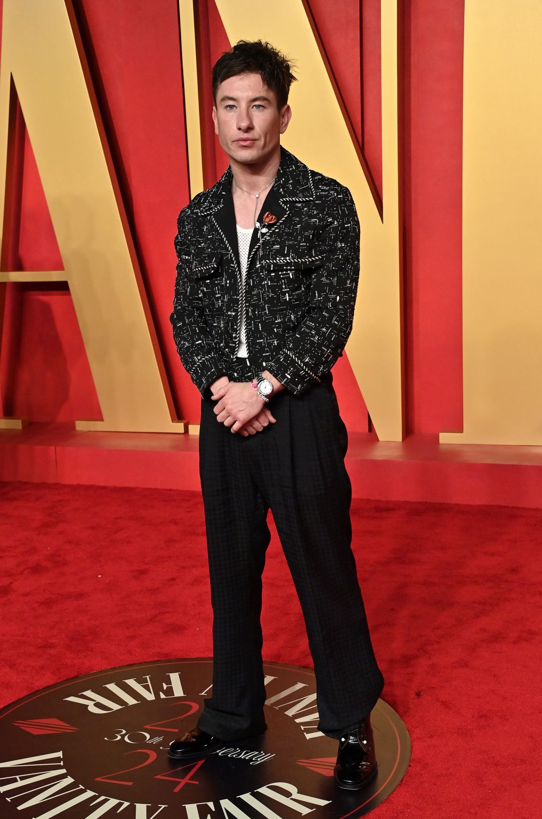 Actor Barry Keoghan wearing Amiri at the Vanity Fair Oscar Party in March 2024.