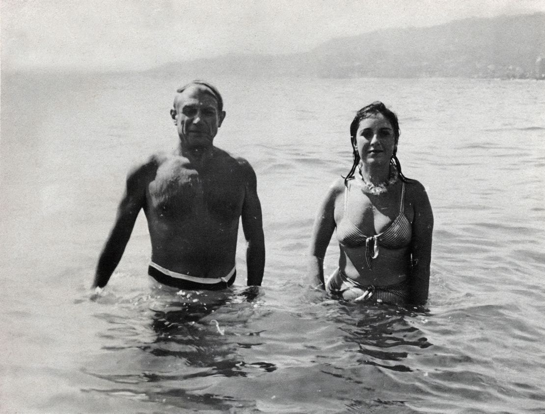 Pablo Picasso (left) and Dora Maar (right) at Golf Juan, France, 1937