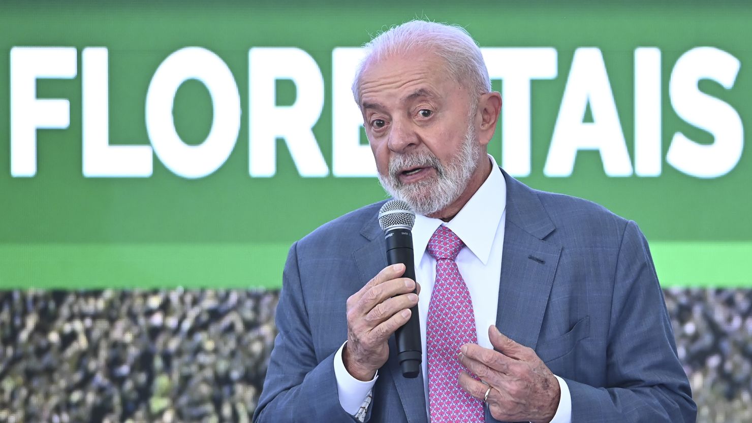 President Luiz Inacio Lula da Silva of Brazil and Minister of the Environment and Climate Change Marina Silva are participating in the launch of the Union with Municipalities Program to Reduce Deforestation and Forest Fires in the Amazon on Tuesday, April 9, 2024.