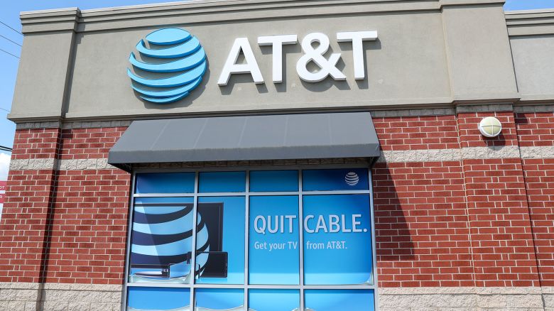 Mandatory Credit: Photo by Paul Weaver/SOPA Images/Shutterstock (14491750x)
An exterior view of the AT&T store at the Columbia Collonade mall.
Businesses and Logos in Bloomsburg, US - 19 May 2024