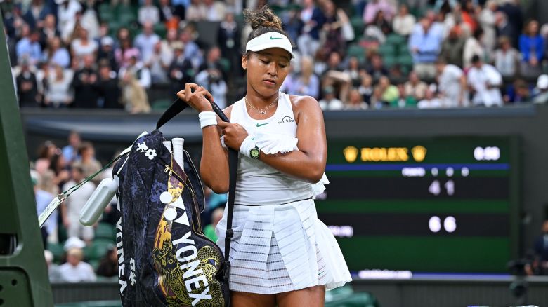 Mandatory Credit: Photo by James Veysey/Shutterstock (14568272ec)
Naomi Osaka after defeat in her second round match
Wimbledon Tennis Championships, Day 3, The All England Lawn Tennis and Croquet Club, London, UK - 03 Jul 2024