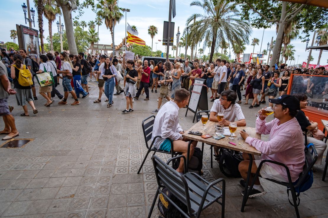 Thousands of people took to the streets of Barcelona last July to protest about tourist overcrowding.