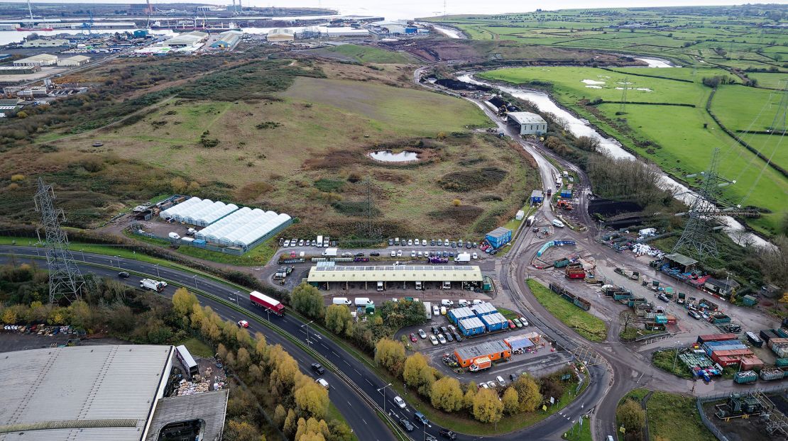 An aerial view of the Docksway Landfill site in Newport, Wales