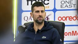 Mandatory Credit: Photo by NOUSHAD THEKKAYIL/EPA-EFE/Shutterstock (15155505bz)
Novak Djokovic of Serbia attends a press conference ahead of the Qatar Open tennis tournament in Doha, Qatar, 17 February 2025.
Qatar Open tennis tournament, Doha - 17 Feb 2025
